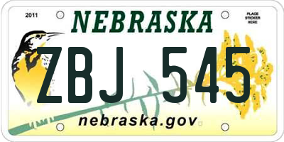 NE license plate ZBJ545