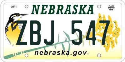 NE license plate ZBJ547