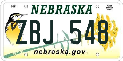 NE license plate ZBJ548