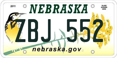 NE license plate ZBJ552