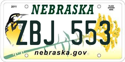 NE license plate ZBJ553