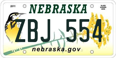 NE license plate ZBJ554