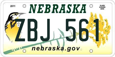 NE license plate ZBJ561