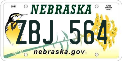 NE license plate ZBJ564