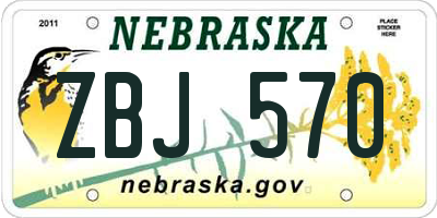 NE license plate ZBJ570