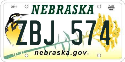 NE license plate ZBJ574