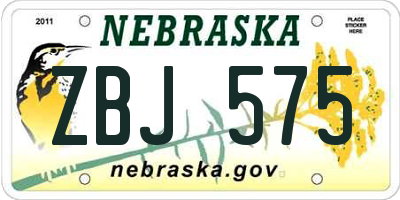 NE license plate ZBJ575