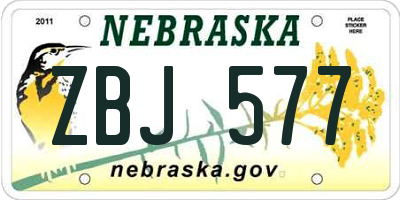 NE license plate ZBJ577