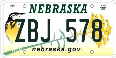 NE license plate ZBJ578