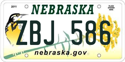 NE license plate ZBJ586