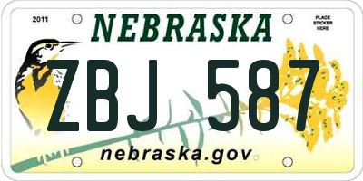 NE license plate ZBJ587