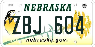 NE license plate ZBJ604