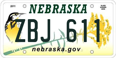 NE license plate ZBJ611