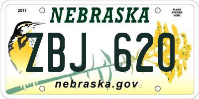 NE license plate ZBJ620