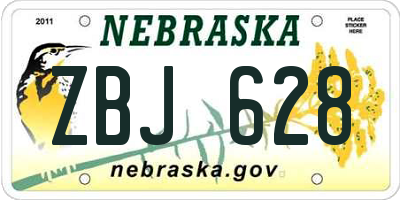 NE license plate ZBJ628