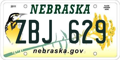 NE license plate ZBJ629