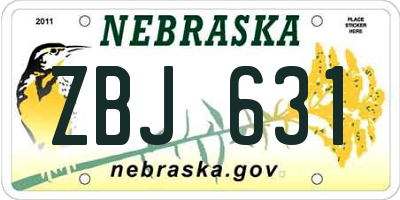 NE license plate ZBJ631