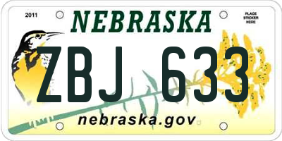 NE license plate ZBJ633