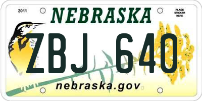 NE license plate ZBJ640