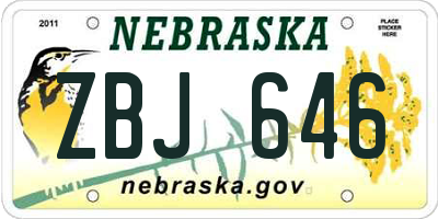 NE license plate ZBJ646