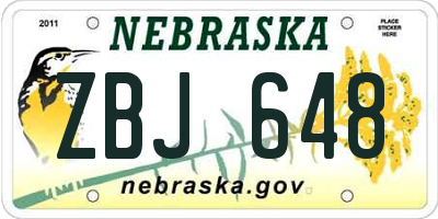 NE license plate ZBJ648