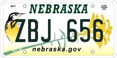 NE license plate ZBJ656