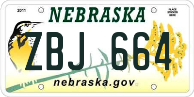 NE license plate ZBJ664
