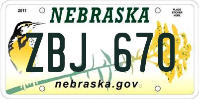 NE license plate ZBJ670