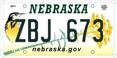 NE license plate ZBJ673