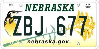 NE license plate ZBJ677