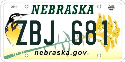 NE license plate ZBJ681
