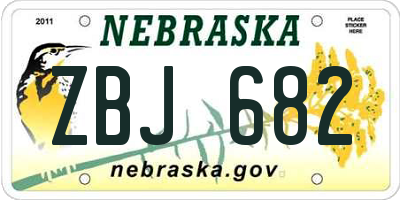 NE license plate ZBJ682