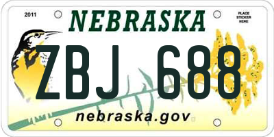 NE license plate ZBJ688