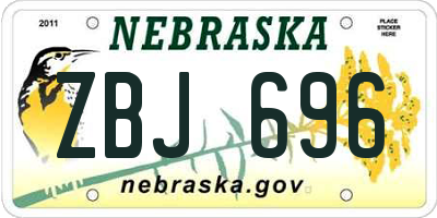 NE license plate ZBJ696