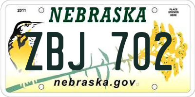 NE license plate ZBJ702