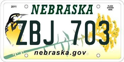 NE license plate ZBJ703