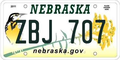 NE license plate ZBJ707