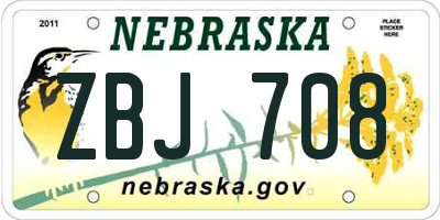 NE license plate ZBJ708