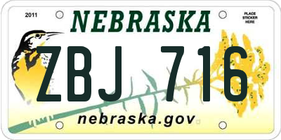 NE license plate ZBJ716