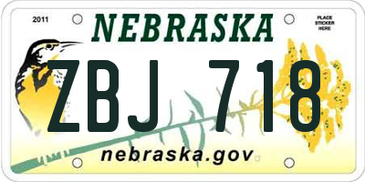 NE license plate ZBJ718