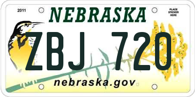 NE license plate ZBJ720