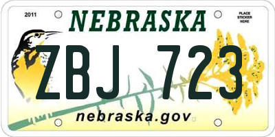 NE license plate ZBJ723