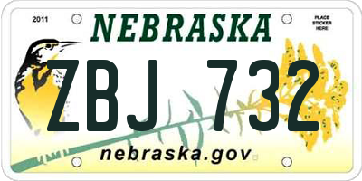 NE license plate ZBJ732