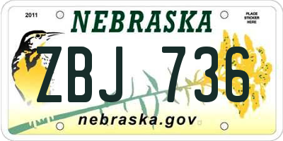 NE license plate ZBJ736