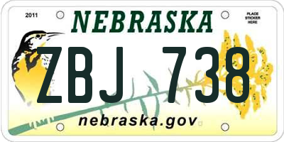 NE license plate ZBJ738
