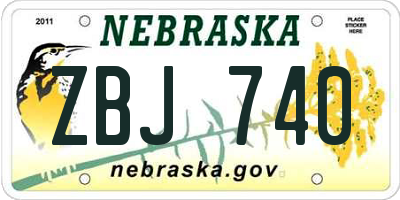 NE license plate ZBJ740