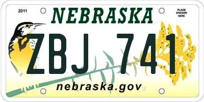 NE license plate ZBJ741