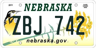 NE license plate ZBJ742