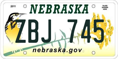 NE license plate ZBJ745