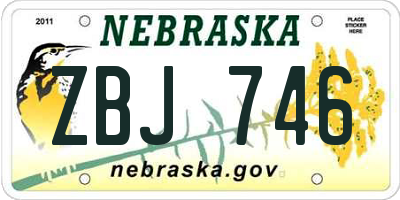NE license plate ZBJ746